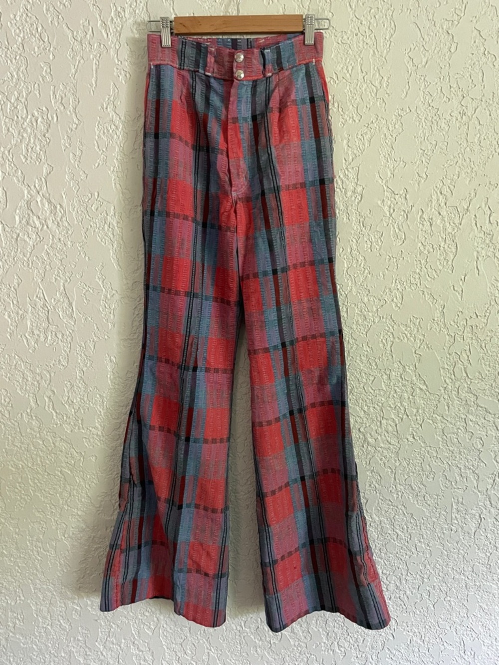 STUNNING 1970s Wrangler Flare Bell Bottom Seersucker Western Pants